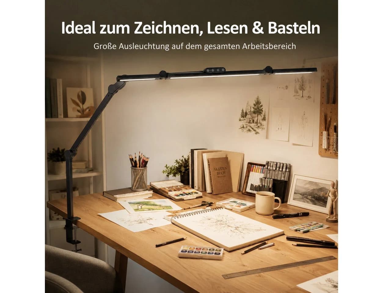 Cozy Vent LED Schreibtischlampe extra lang mit Lichtsensor - Bild 3