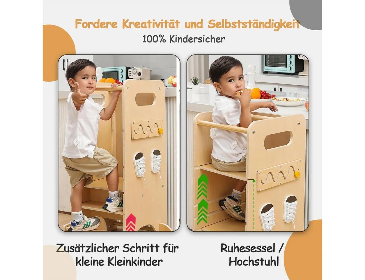 Olvy Lernturm 4-in-1 Stehhilfe höhenverstellbar mit Rutsche - Bild 3