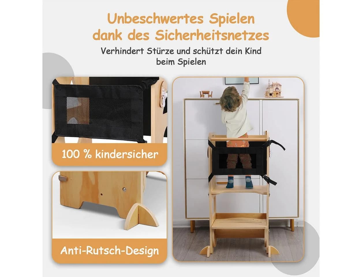 Olvy Lernturm 3-in-1 Stehhilfe für Kinder ab 1 Jahr, Faltbar, Holz - Bild 3