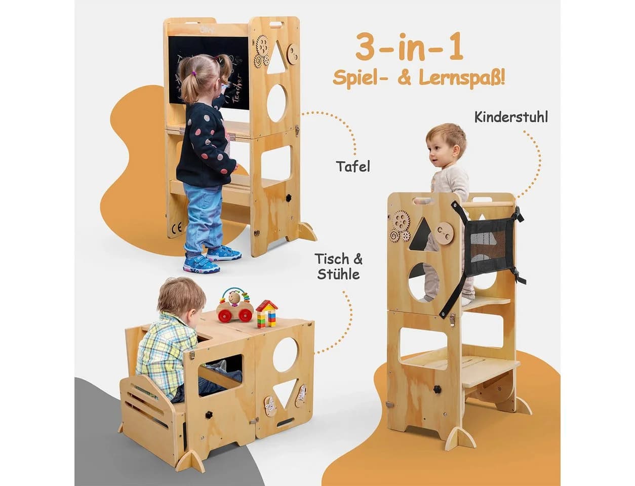 Olvy Lernturm 3-in-1 Stehhilfe für Kinder ab 1 Jahr, Faltbar, Holz - Bild 4