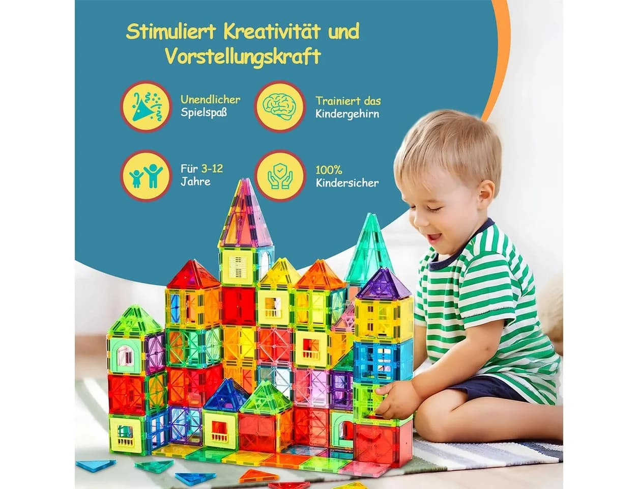 Olvy Magnetische Bausteine 120 Teile Bunt Magnetspielzeug