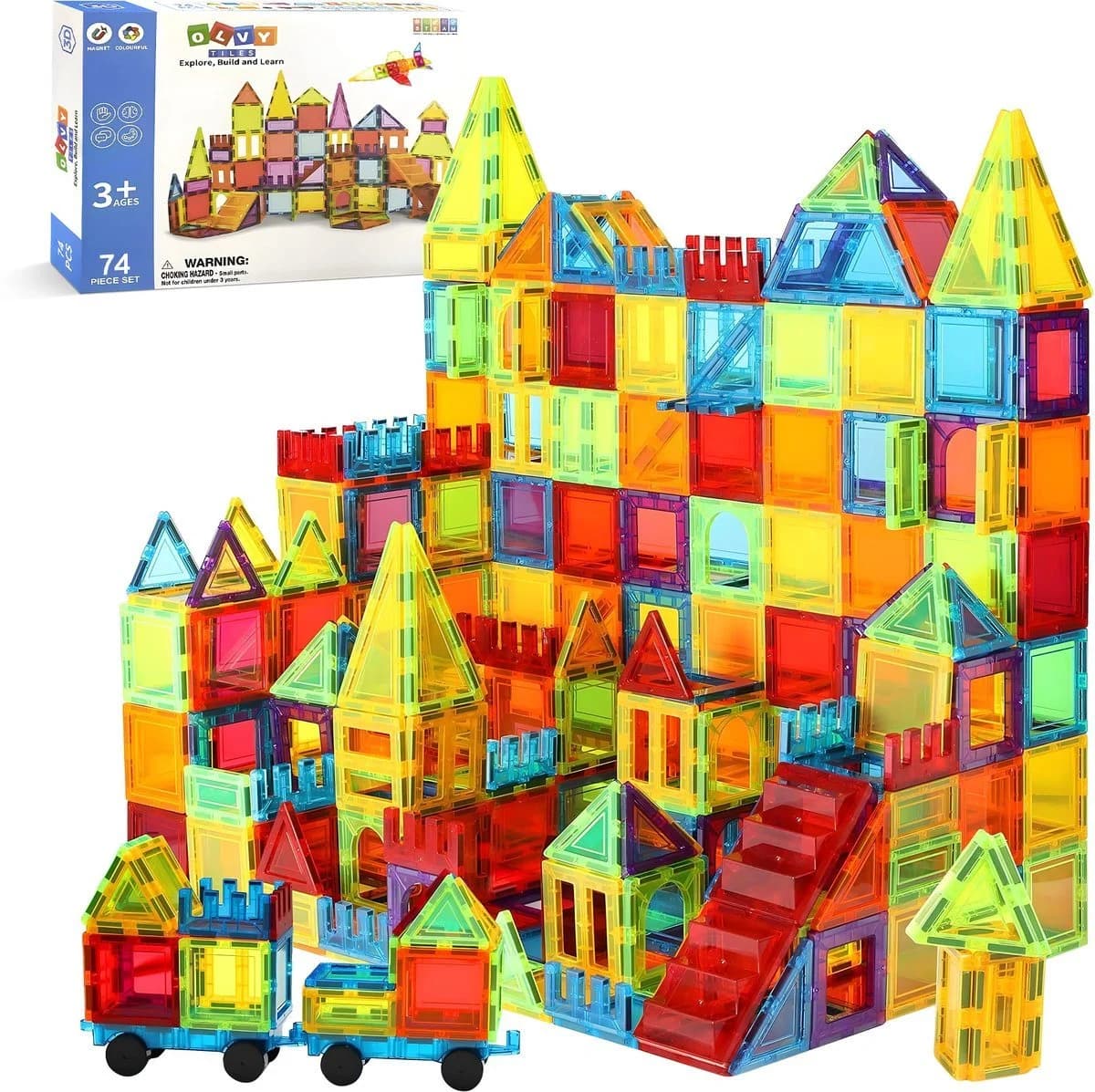 Olvy Magnetische Bausteine 74 Teile Bunt Magnetspielzeug - Bild 2