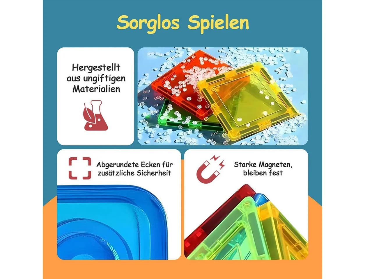 Olvy Magnetische Bausteine 74 Teile Bunt Magnetspielzeug - Bild 4