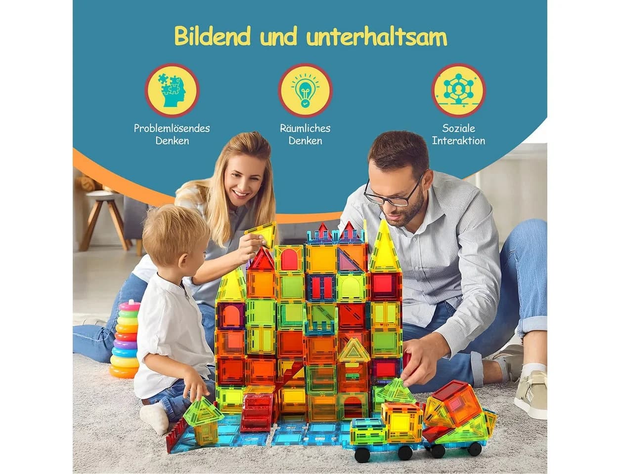 Olvy Magnetische Bausteine 74 Teile Bunt Magnetspielzeug - Bild 5