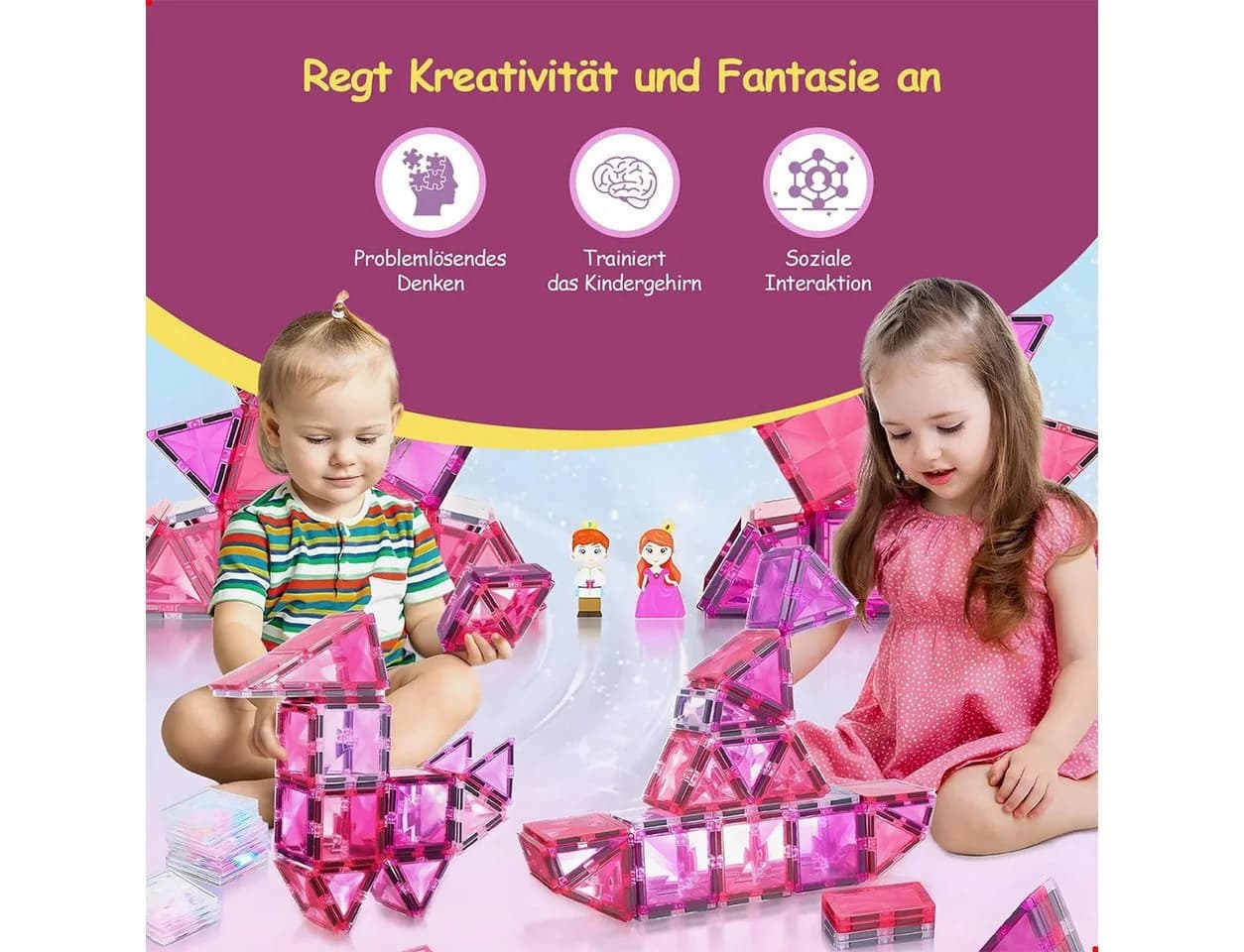 Olvy Magnetische Bausteine Montessori Spielzeug 80 pcs Bunt