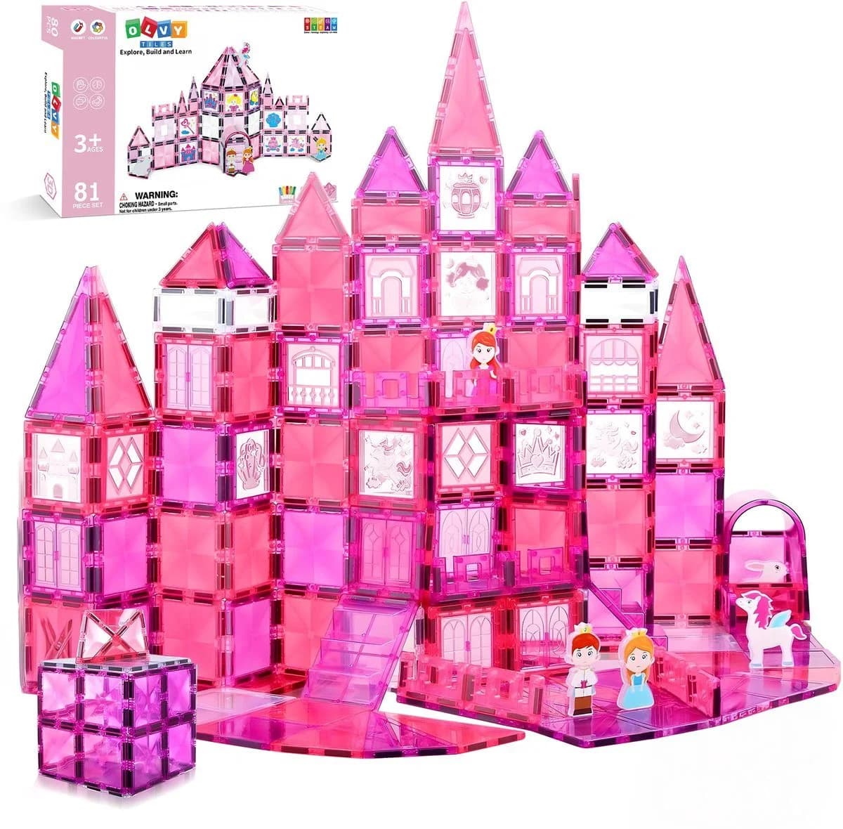 Olvy Magnetische Bausteine Montessori Spielzeug 80 pcs Bunt - Bild 2