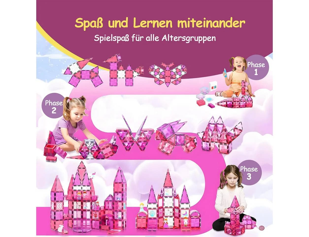 Olvy Magnetische Bausteine Montessori Spielzeug 80 pcs Bunt - Bild 4