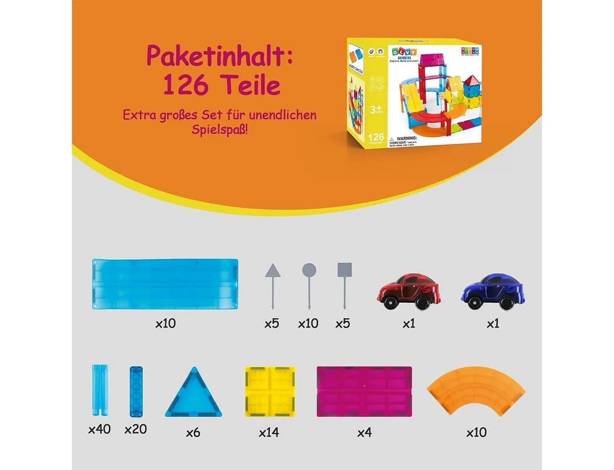 Olvy Magnetspielbausteine Bunt Montessori Spielzeug ab 3 Jahren