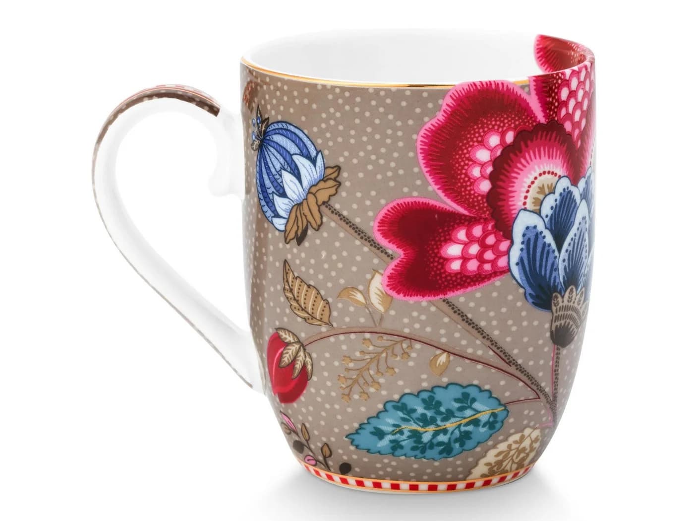 PiP Studio Henkelbecher Set 2-tlg. Khaki Floral Porzellan - Bild 4