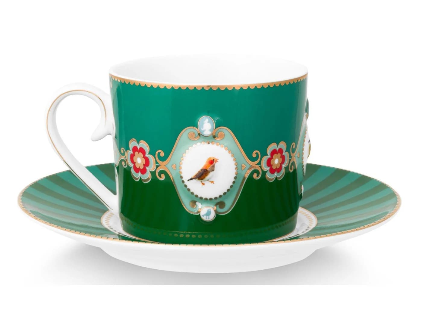 PiP Studio Love Birds Tasse mit Untertasse Emerald Green 0,2l Porzellan - Bild 4