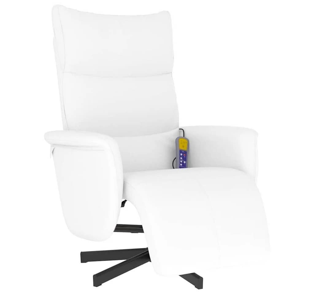 vidaXL Massagesessel Weiß Kunstleder mit Fußteil und Massagefunktion - Bild 2