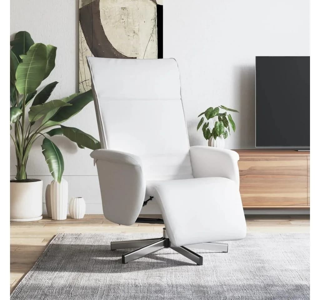 vidaXL Relaxsessel mit Fußteil Weiß Kunstleder