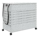 vidaXL Wäschekorb mit Rollen 3 Fächer Weiß Rattan Bild 2