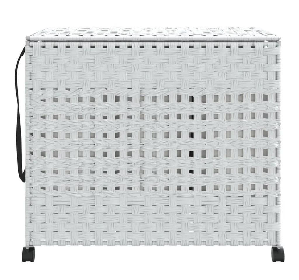 vidaXL Wäschekorb mit Rollen 3 Fächer Weiß Rattan - Bild 3