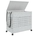 vidaXL Wäschekorb mit Rollen 3 Fächer Weiß Rattan Bild 4