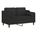 vidaXL 2-Sitzer-Sofa Schwarz mit Zierkissen Stoff Metall Bild 2