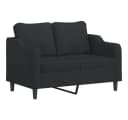 vidaXL 2-Sitzer-Sofa Schwarz mit Zierkissen Stoff Metall Bild 3