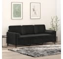 vidaXL 3-Sitzer Sofa Schwarz Samt mit Zierkissen Bild 1