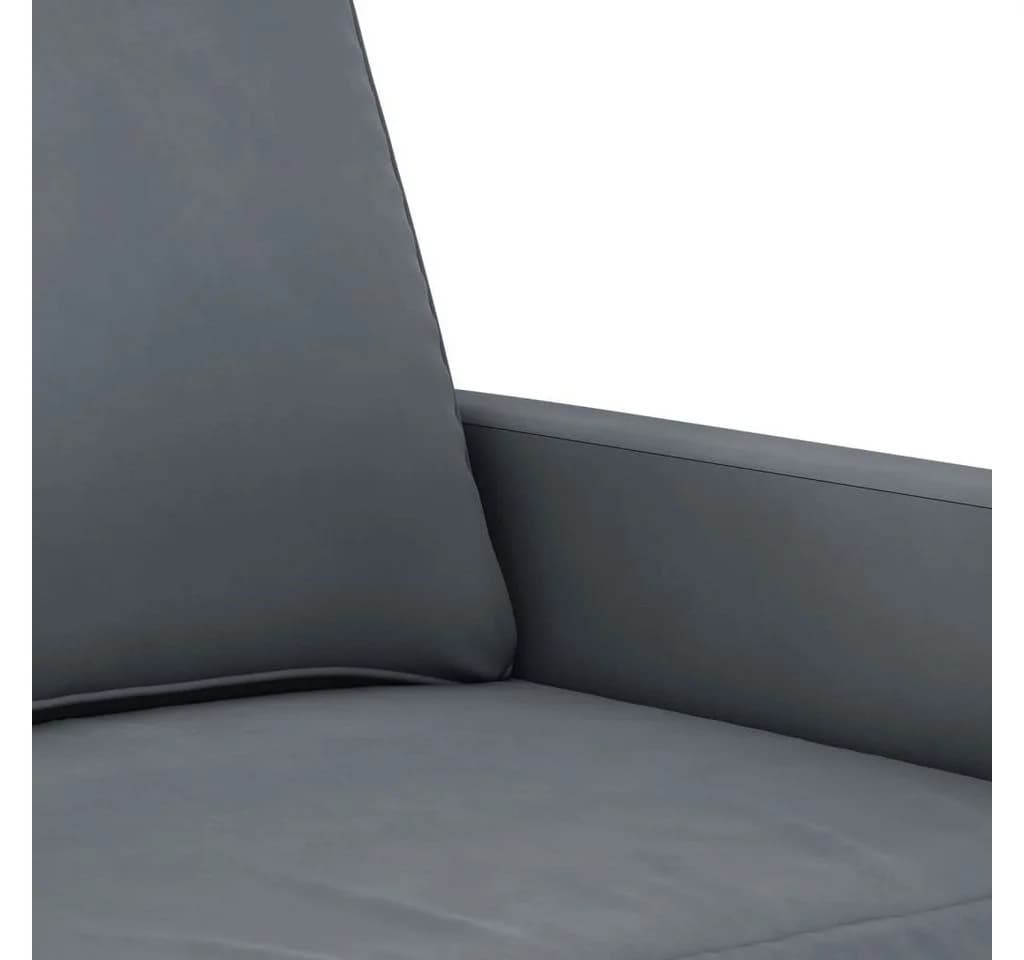 vidaXL 3-teilige Sofagarnitur mit Hocker Dunkelgrau Samt - Bild 5