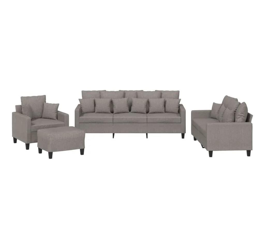 vidaXL Sofagarnitur 4-tlg. mit Hocker Taupe Polyester