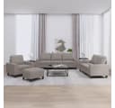 vidaXL Sofagarnitur 4-tlg. Taupe Polyester mit Hocker Bild 1