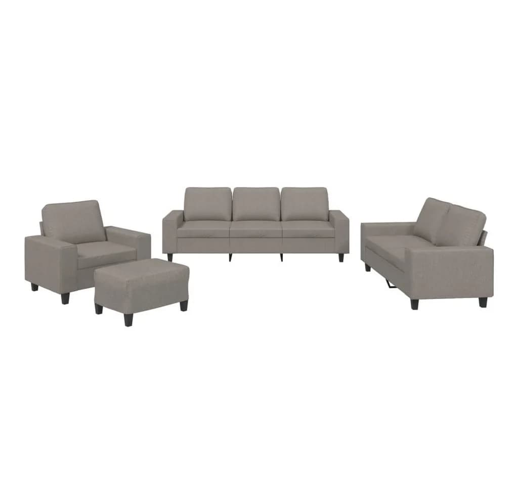 vidaXL Sofagarnitur 4-tlg. Taupe Polyester mit Hocker - Bild 2