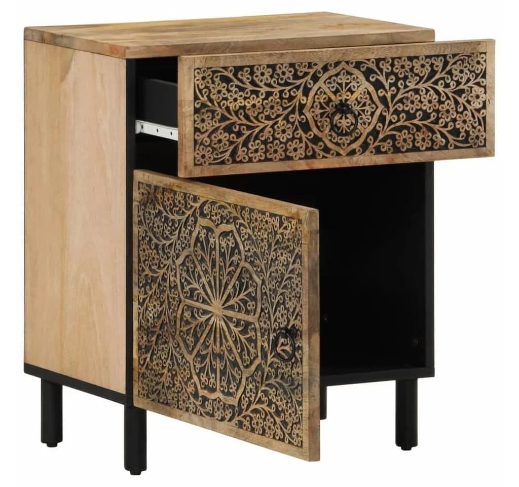 vidaXL Nachttisch Massivholz Retro mit Schublade und Tür - Bild 4