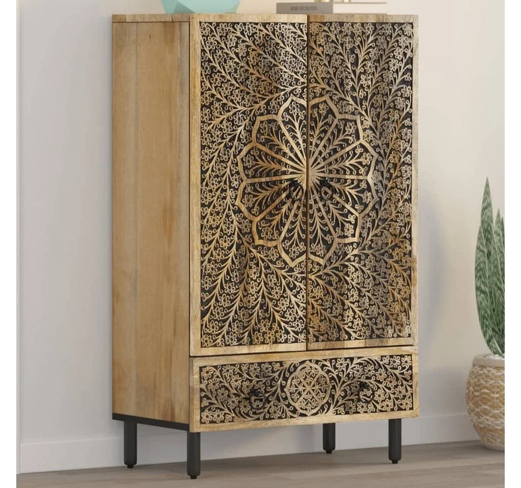 vidaXL Highboard Retro Massivholz Braun