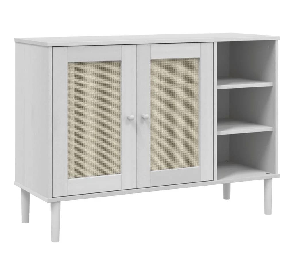 vidaXL Sideboard SENJA Weiß Kiefernholz Polyrattan - Bild 2