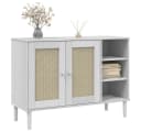 vidaXL Sideboard SENJA Weiß Kiefernholz Polyrattan Bild 3