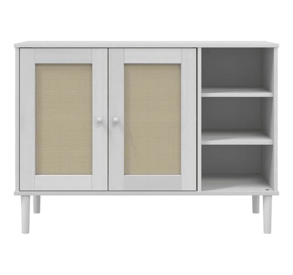 vidaXL Sideboard SENJA Weiß Kiefernholz Polyrattan - Bild 5