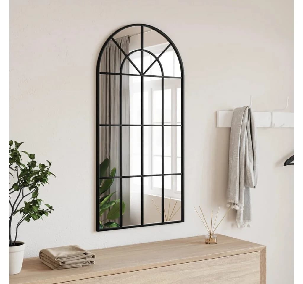 vidaXL Wandspiegel Schwarz Modern Eisen Rahmen