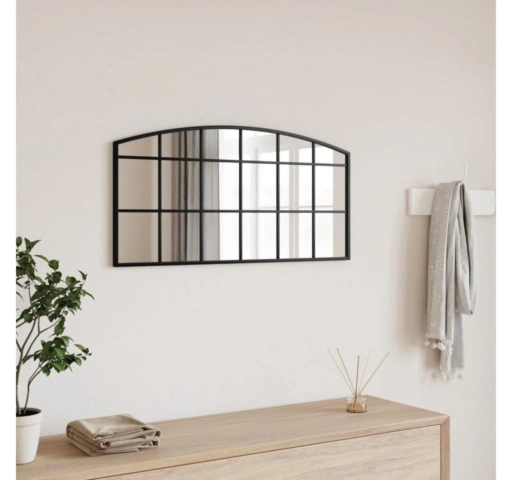 vidaXL Wandspiegel Schwarz Glas Eisen Minimalistisch