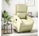 vidaXL Massagesessel Creme Echtleder mit Aufstehhilfe Bild 1