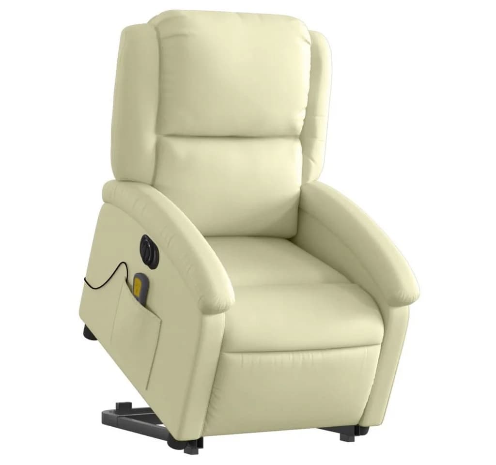 vidaXL Massagesessel Creme Echtleder mit Aufstehhilfe - Bild 2