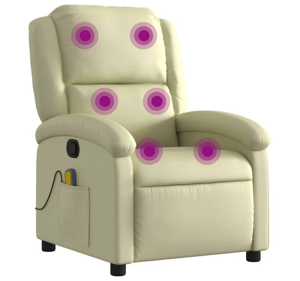 vidaXL Massagesessel Relaxsessel Echtleder Creme - Bild 2