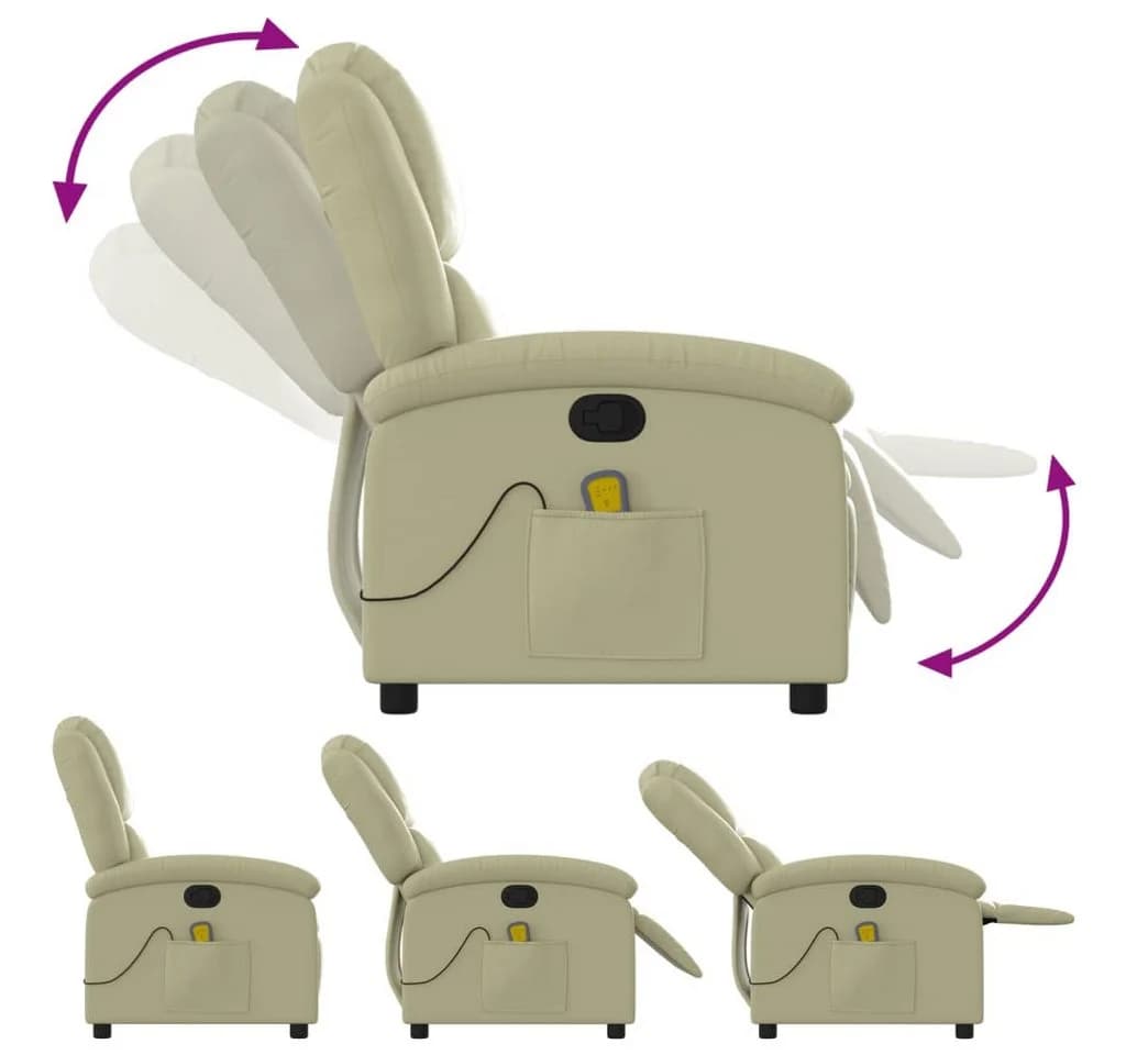 vidaXL Massagesessel Relaxsessel Echtleder Creme - Bild 5