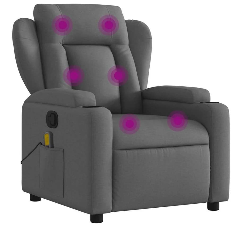 vidaXL Massage-Relaxsessel Dunkelgrau Stoff mit Vibrationsmassage - Bild 2