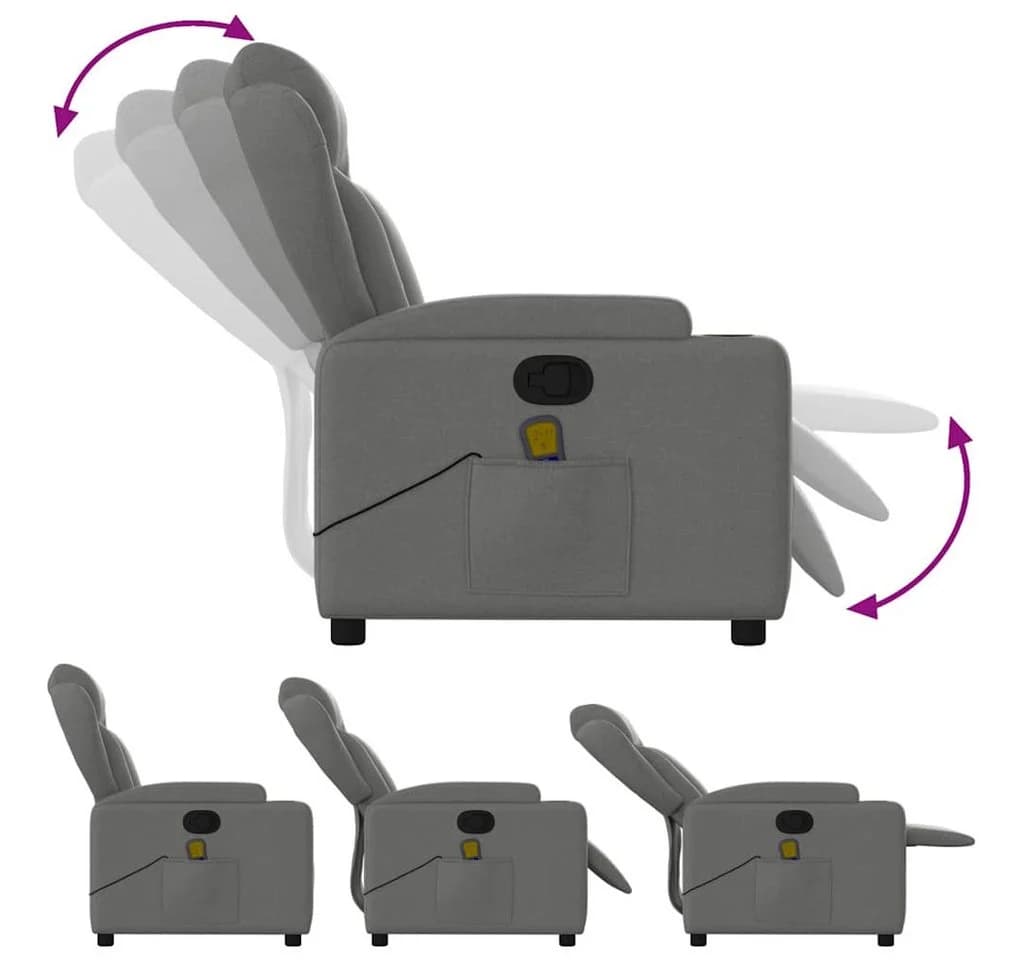 vidaXL Massage-Relaxsessel Dunkelgrau Stoff mit Vibrationsmassage - Bild 5