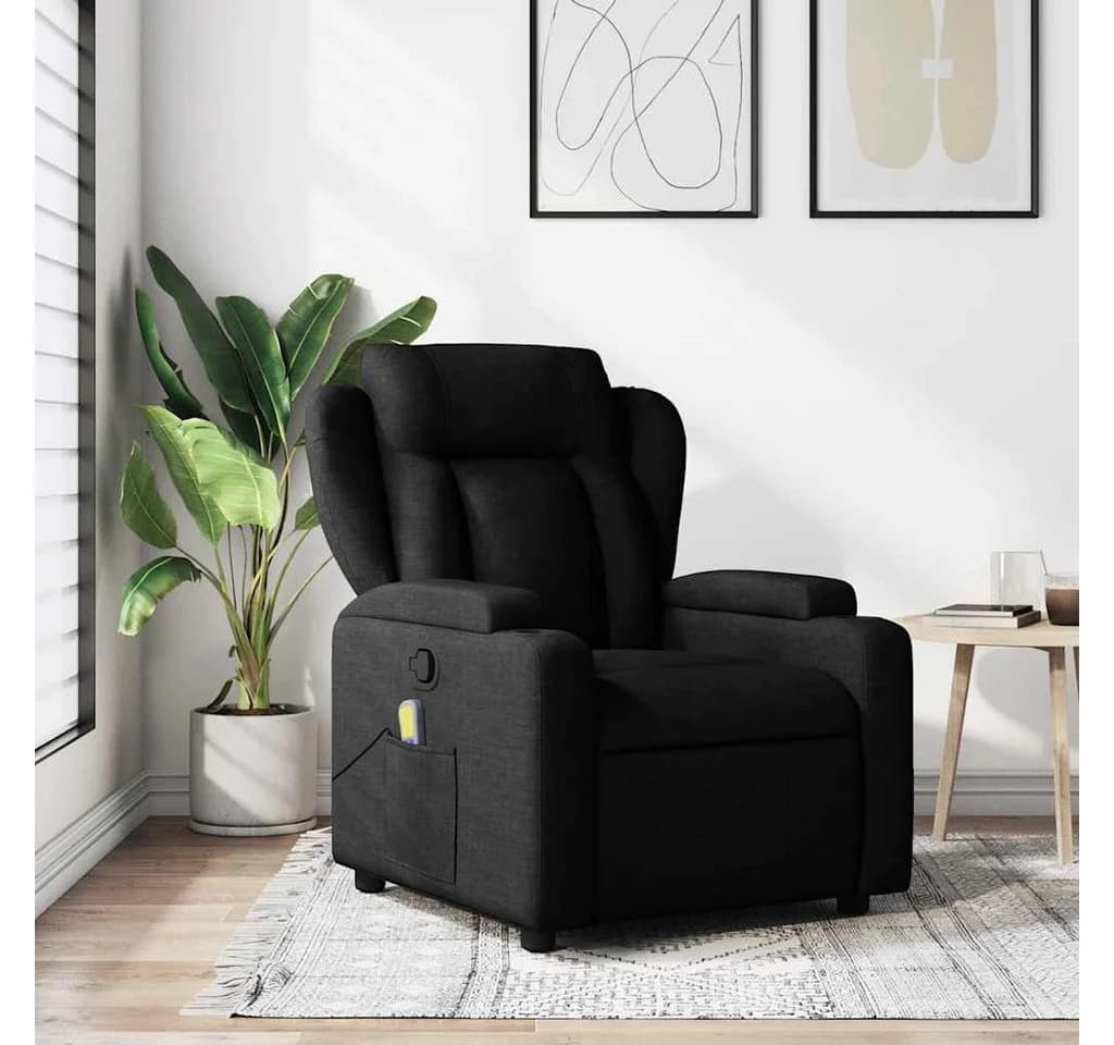 vidaXL Massage-Relaxsessel Schwarz Stoff mit Vibrationsmassage