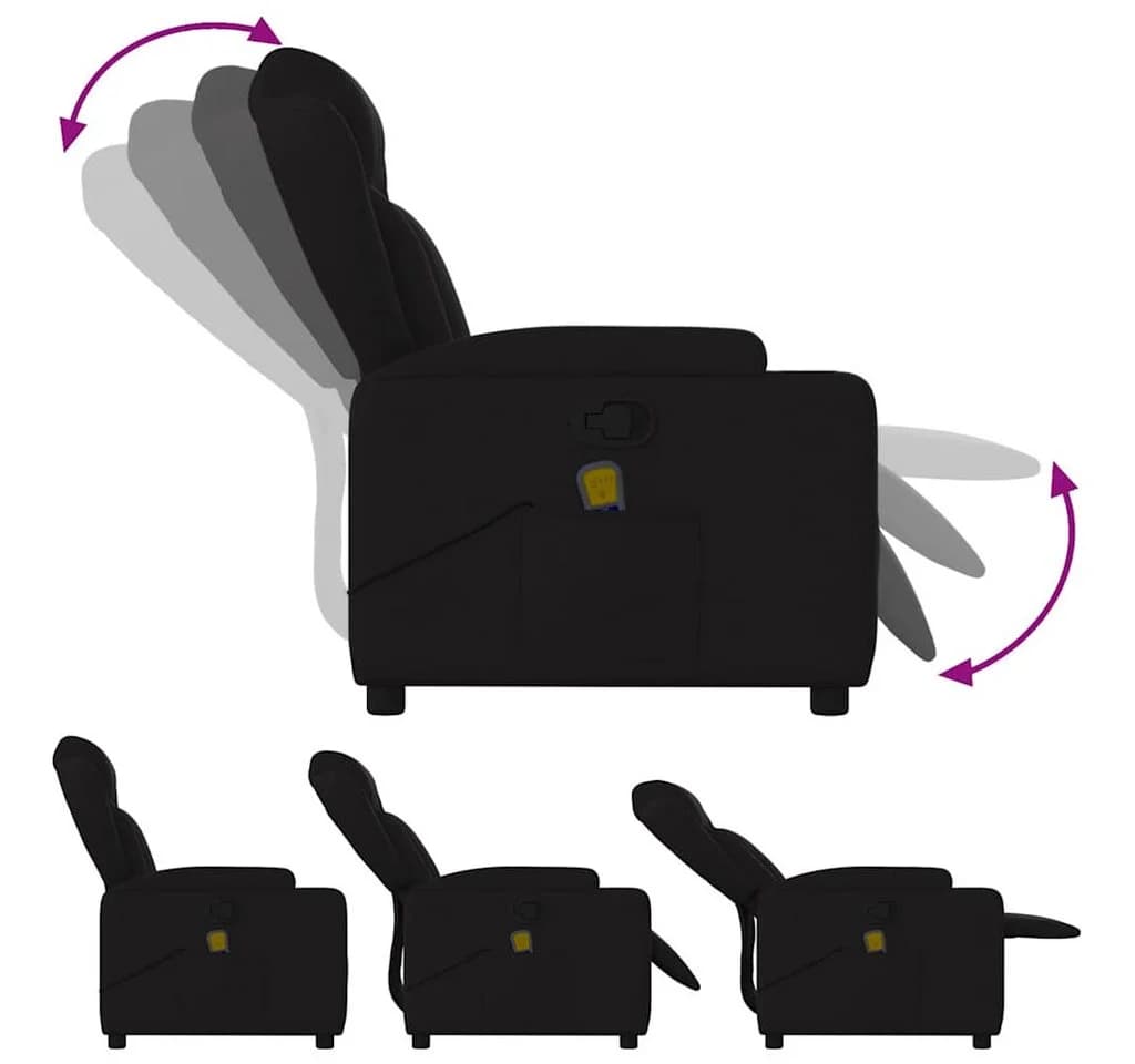vidaXL Massage-Relaxsessel Schwarz Stoff mit Vibrationsmassage - Bild 5