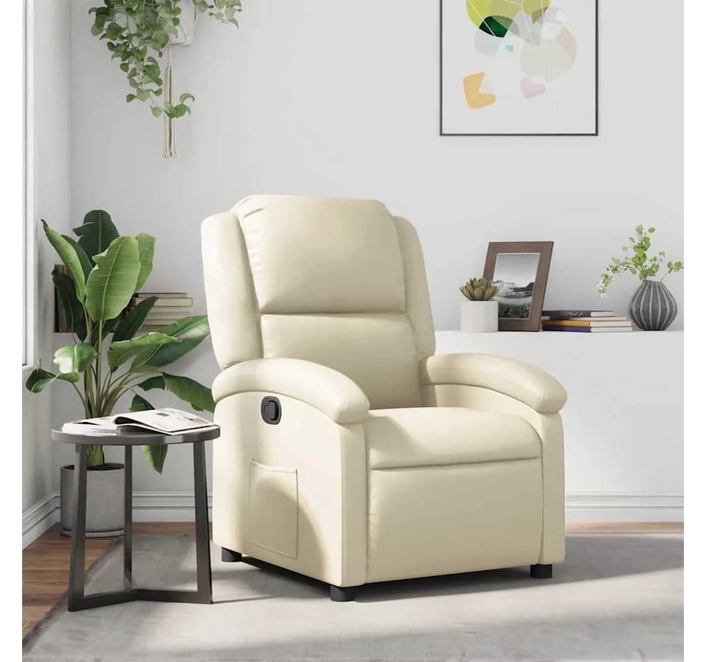 vidaXL Relaxsessel Creme Kunstleder mit manueller Liegefunktion