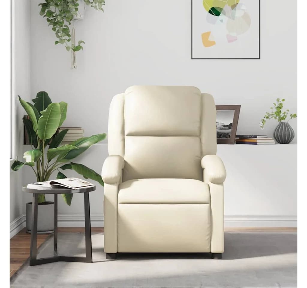 vidaXL Relaxsessel Creme Kunstleder mit manueller Liegefunktion - Bild 3