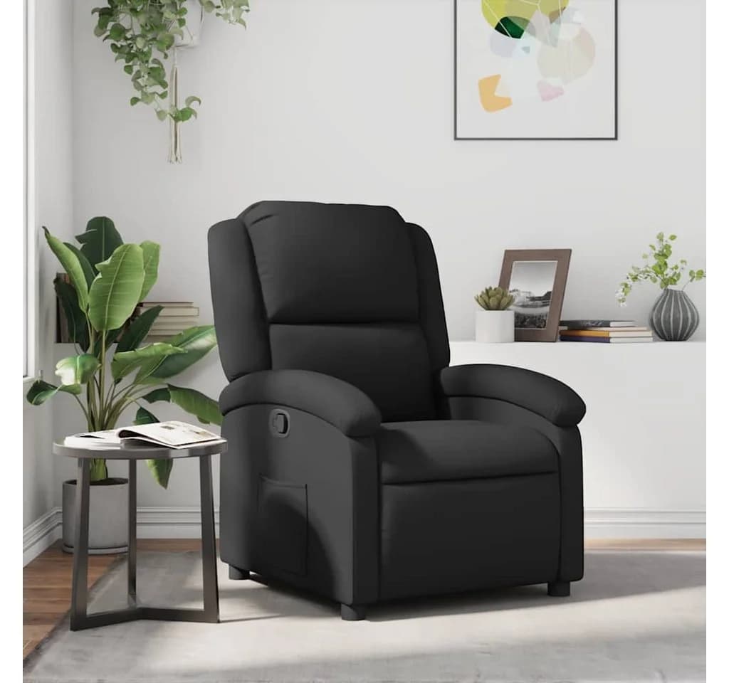 vidaXL Relaxsessel Schwarz Echtleder