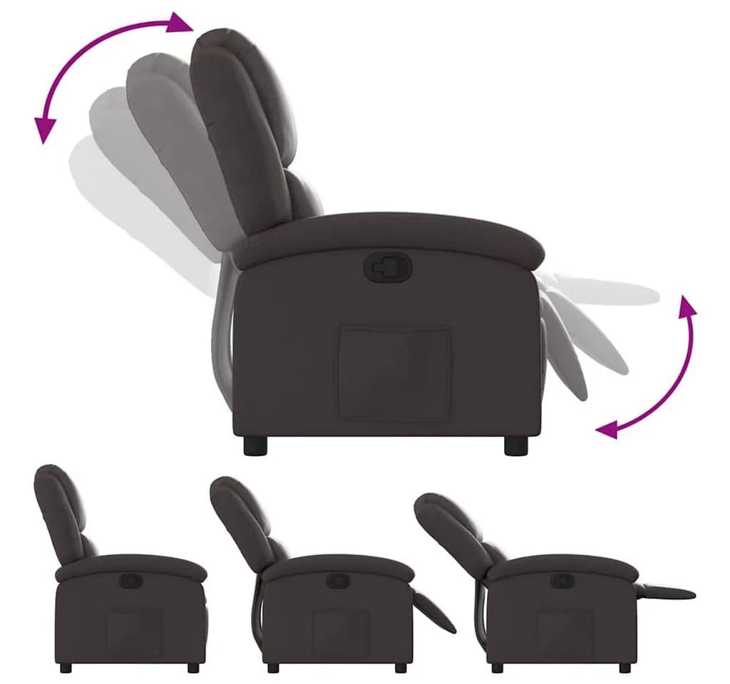 vidaXL Relaxsessel Dunkelbraun Echtleder mit Liegefunktion - Bild 5