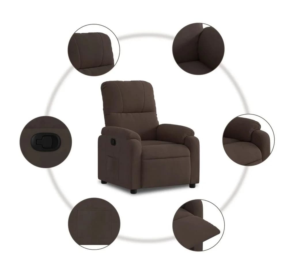 vidaXL Relaxsessel Braun Mikrofasergewebe mit manueller Liegefunktion - Bild 5