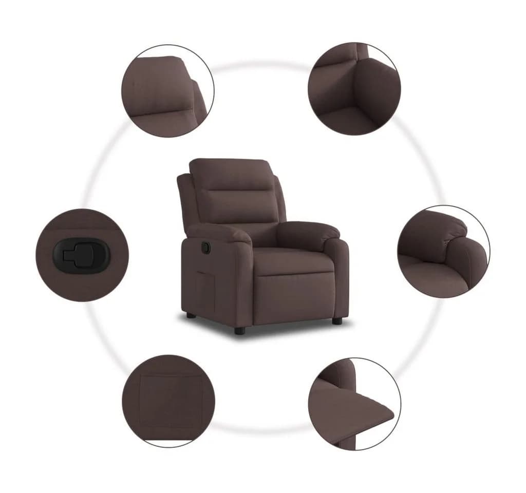 vidaXL Relaxsessel Dunkelbraun Stoff mit manueller Liegefunktion - Bild 5