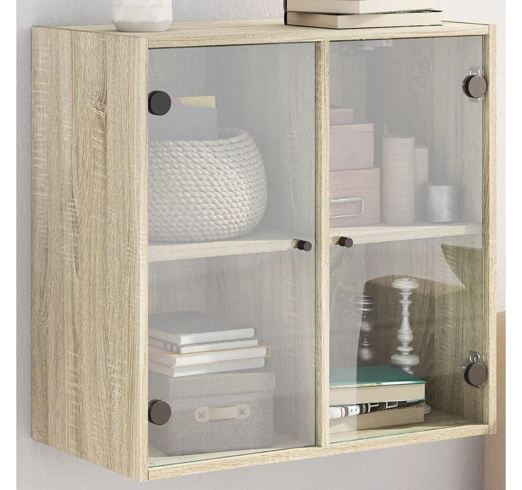vidaXL Glashängeschrank Wandschrank mit Glastüren Sonoma-Eiche