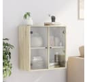 vidaXL Glashängeschrank Wandschrank mit Glastüren Sonoma-Eiche Bild 3