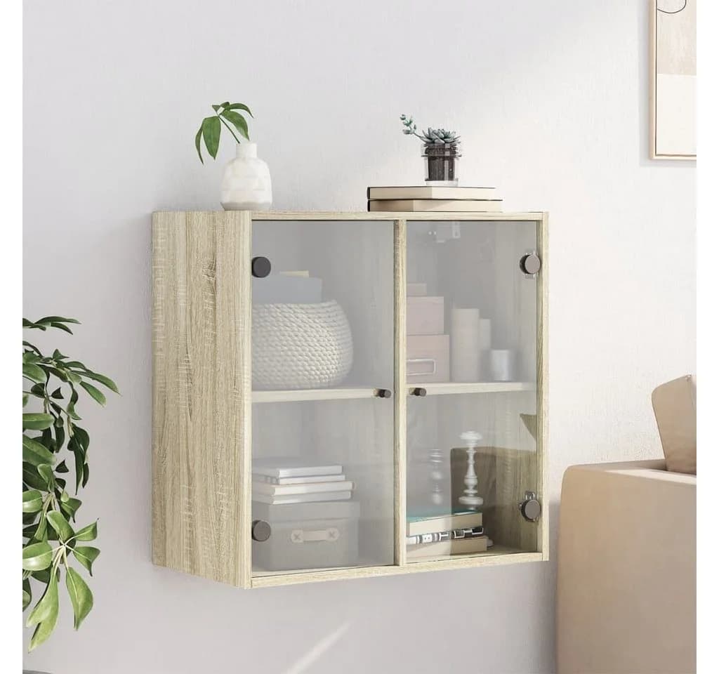 vidaXL Glashängeschrank Wandschrank mit Glastüren Sonoma-Eiche - Bild 3